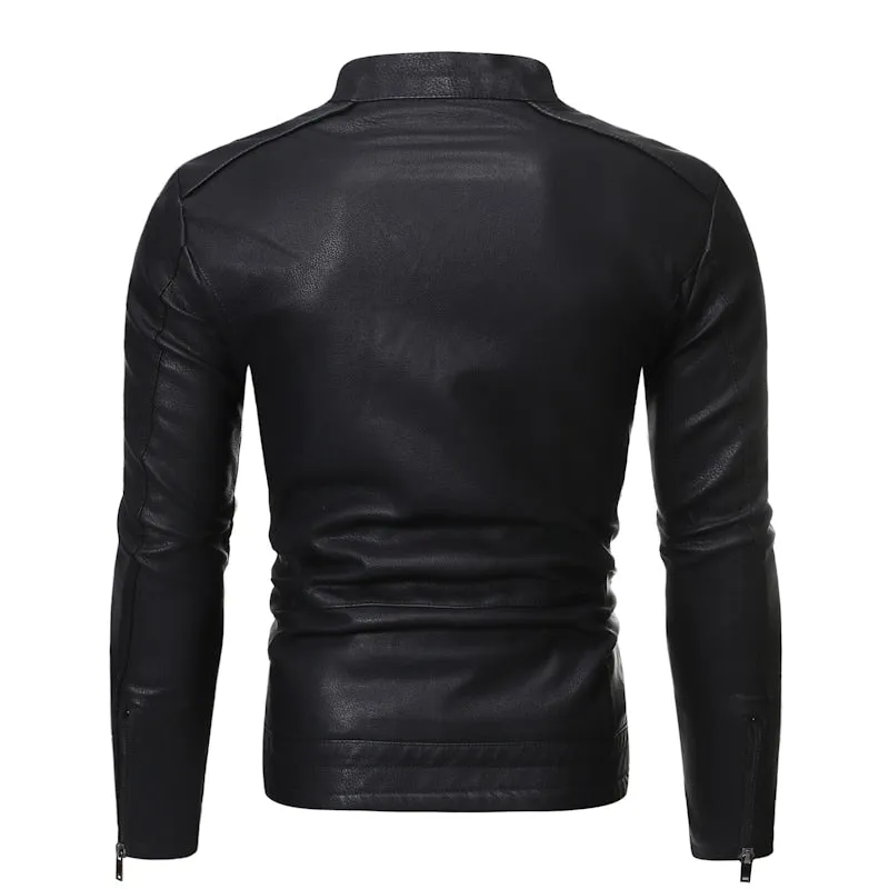 2021 Pu Casual Leather Jacket Men Spring Autumn Coat Motorcycle Biker