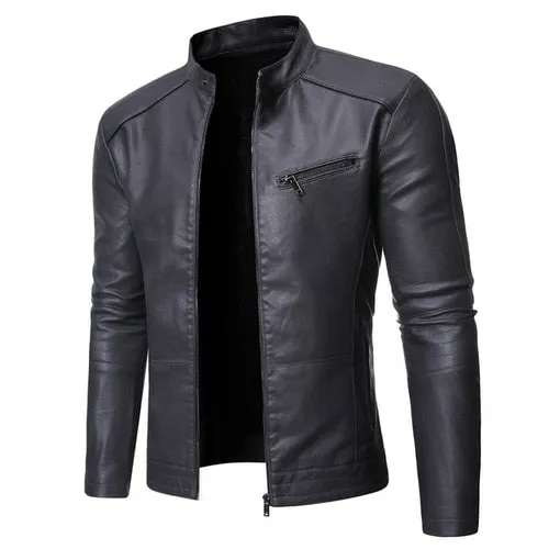 2021 Pu Casual Leather Jacket Men Spring Autumn Coat Motorcycle Biker