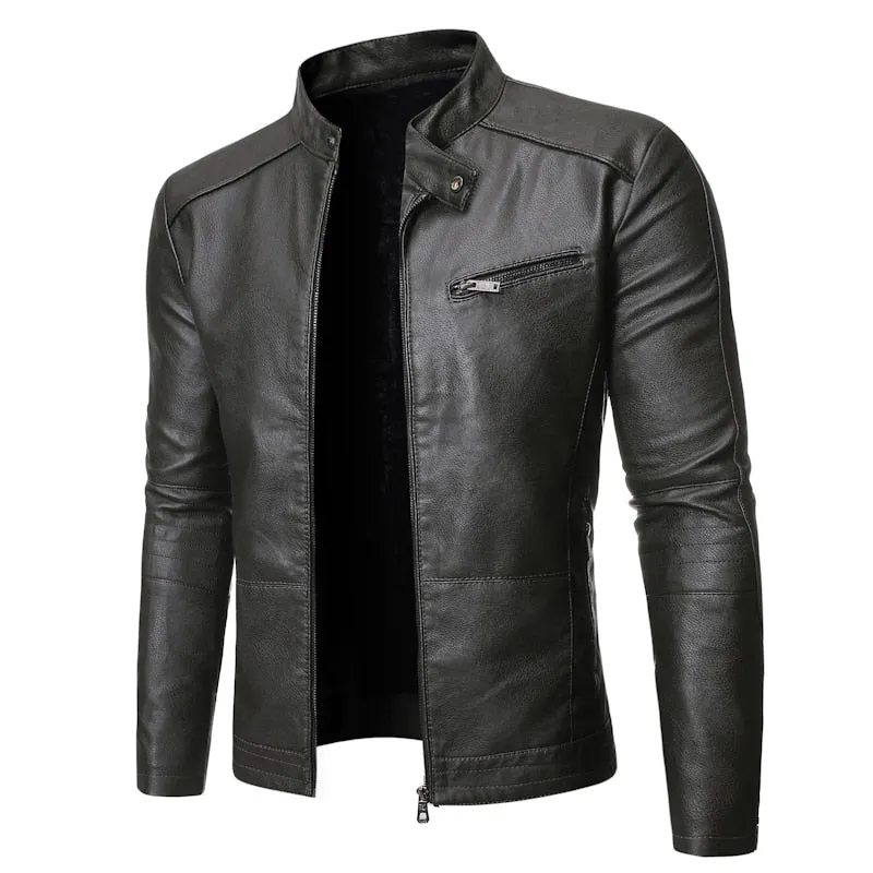 2021 Pu Casual Leather Jacket Men Spring Autumn Coat Motorcycle Biker