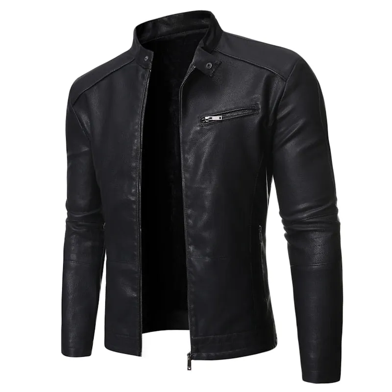 2021 Pu Casual Leather Jacket Men Spring Autumn Coat Motorcycle Biker