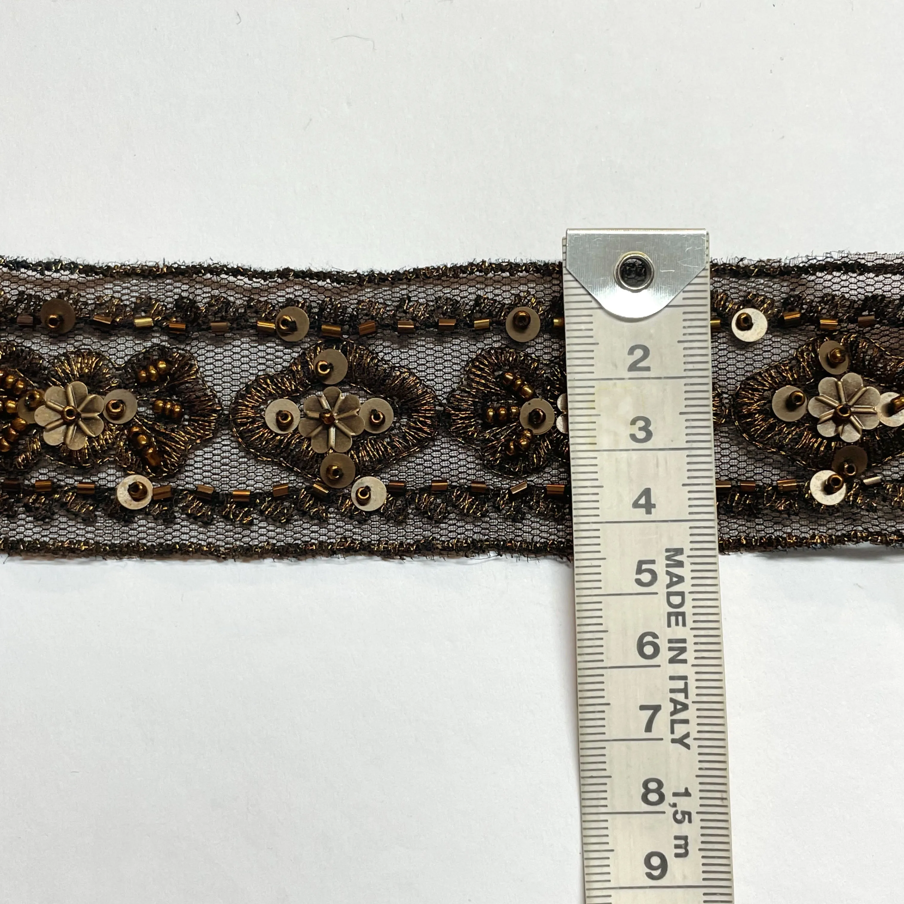 Antique/Bronze Embroidered Beaded Trim