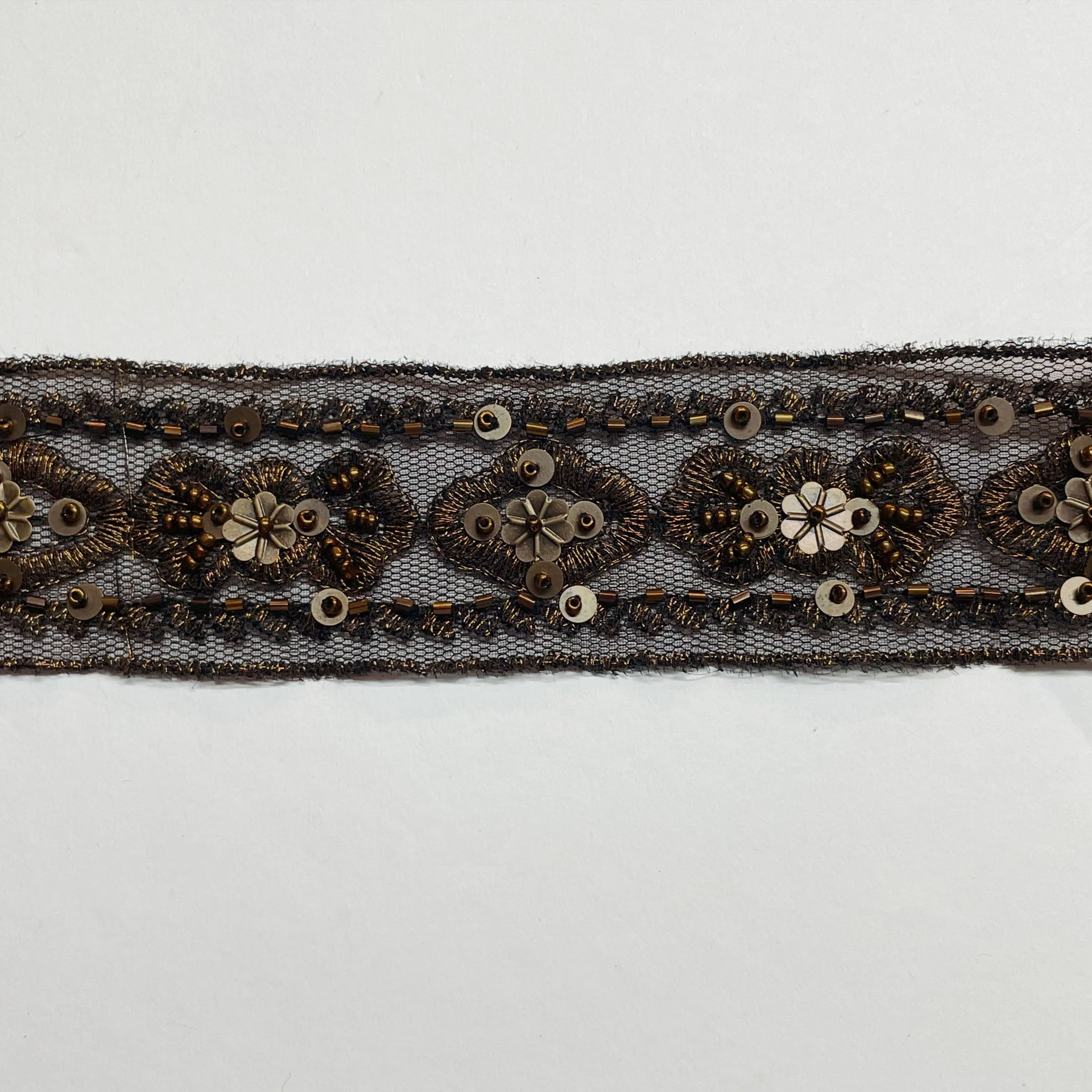 Antique/Bronze Embroidered Beaded Trim