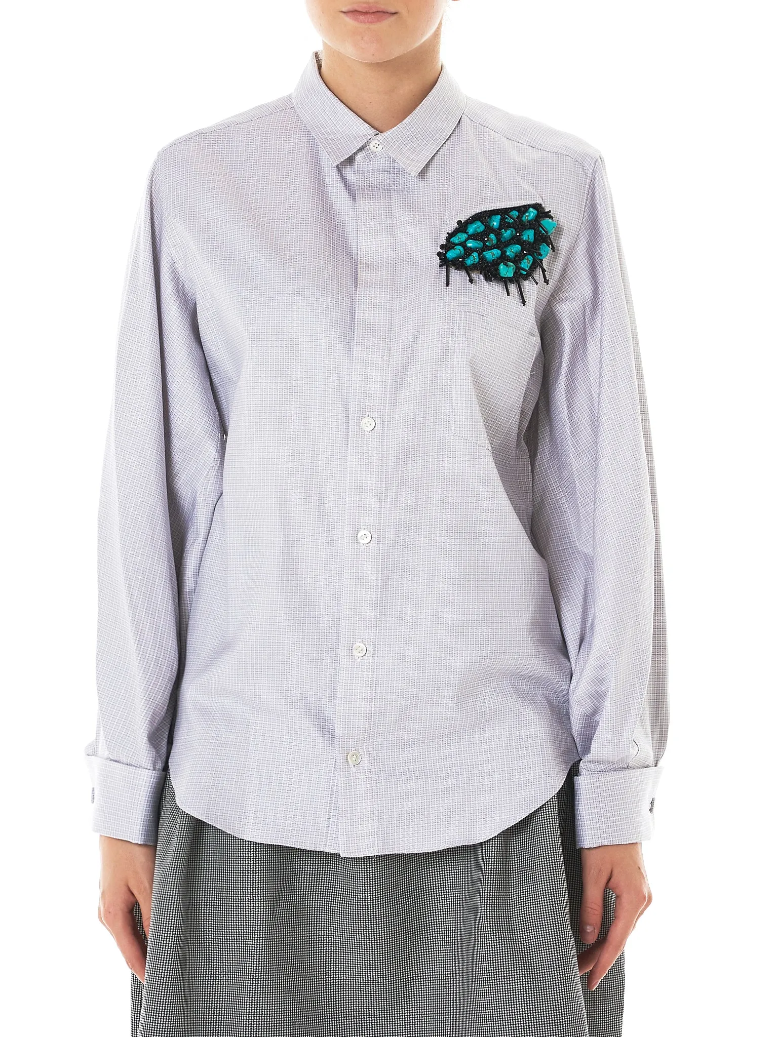 Appliqué Buttoned Shirt (TA72-FJ114-E-LIGHT-BLUE)