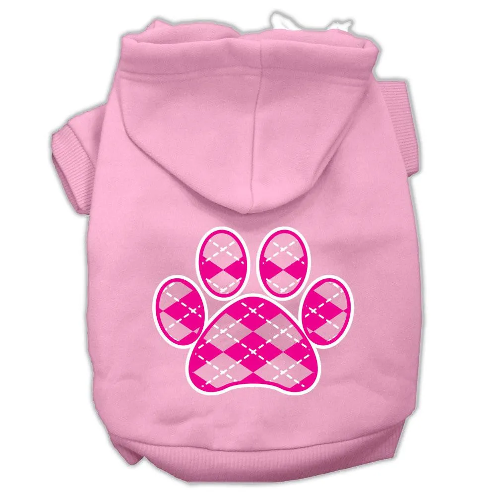 Argyle Paw Pink Screen Print Pet Hoodies Light Pink Size XXL (18)