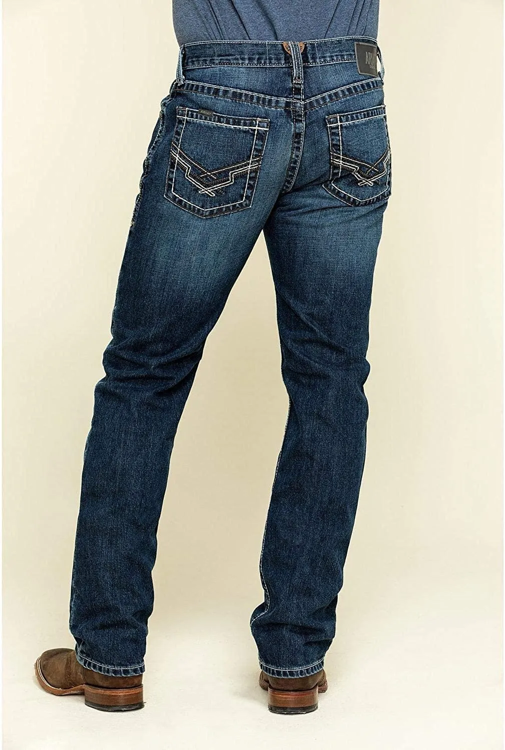 Ariat Men's M4 Bradford Hooper Stretch Stackable Relaxed Straight Jeans, Blue 31W x 34L