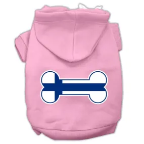 Bone Shaped Finland Flag Screen Print Pet Hoodies Light Pink Size S (10)