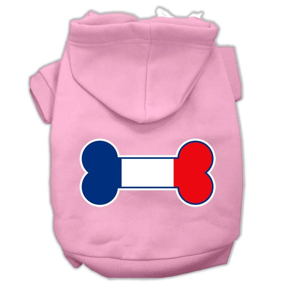 Bone Shaped France Flag Screen Print Pet Hoodies Light Pink Size XL (16)