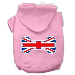 Bone Shaped United Kingdom (union Jack) Flag Screen Print Pet Hoodies Light Pink Size S (10)