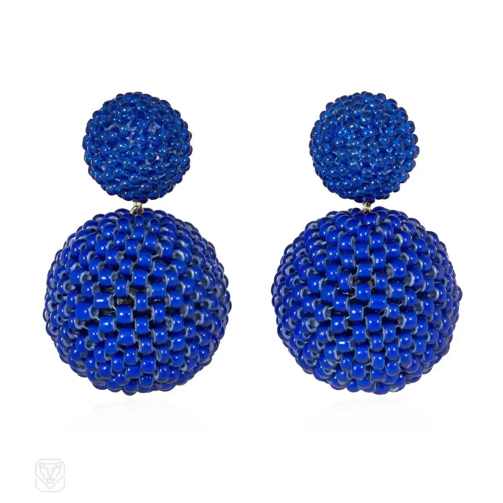 Cobalt blue glass beaded earrings