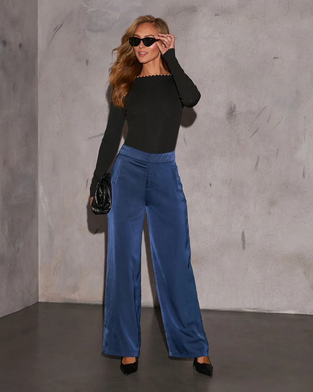 Cut Corners Satin High Rise Pants