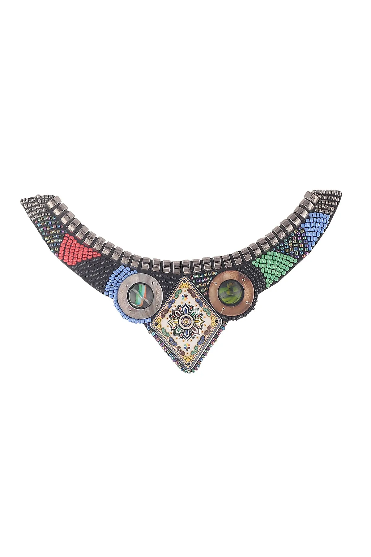 Fashionable Colourful Pendant Style Beaded Neck