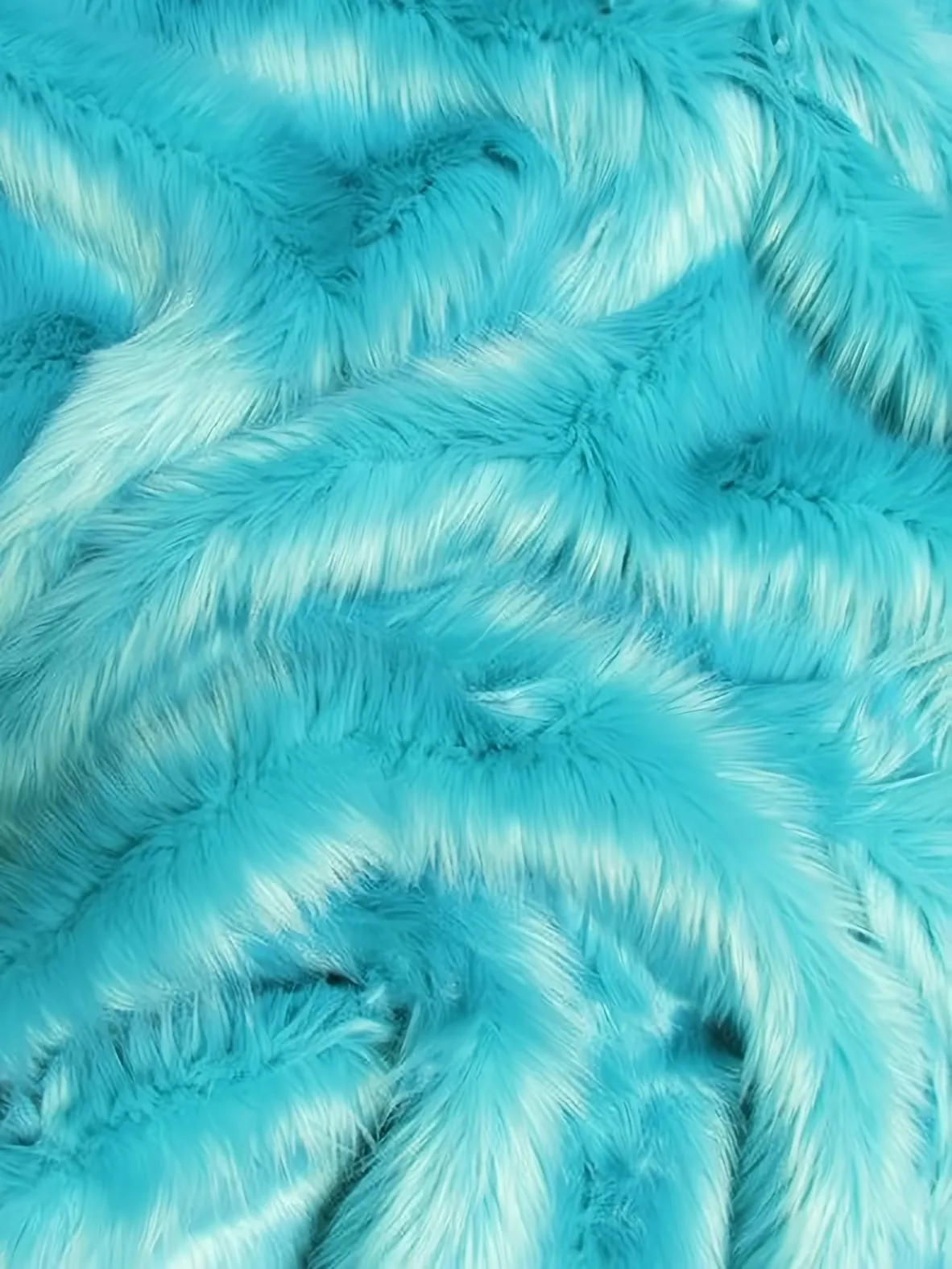 Faux Fake Fur Solid Shaggy Long Pile Fabric / Turquoise / 15 Yard Bolt