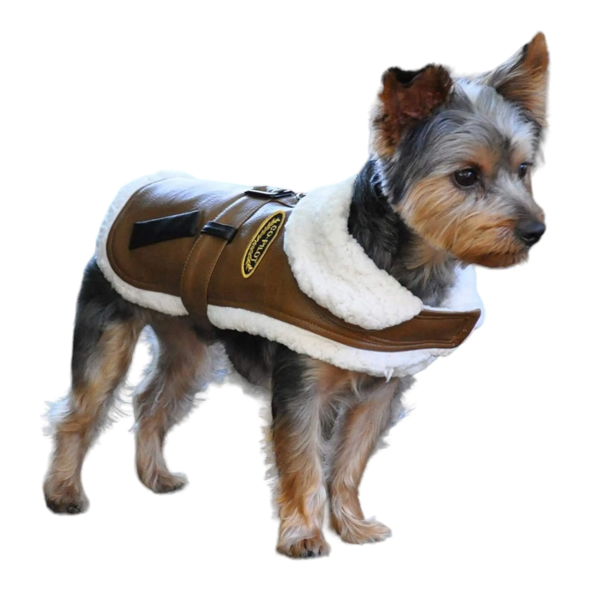 Faux Leather Bomber Dog Harness Coat with Leash