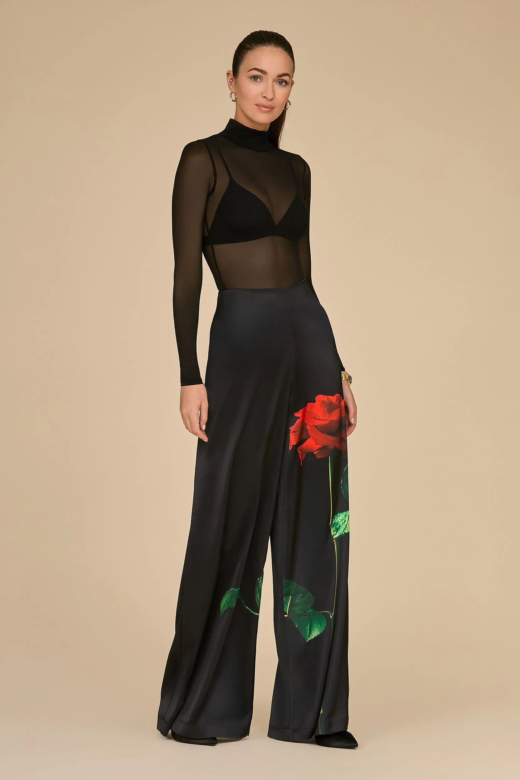 Fleur Satin Pant - Black