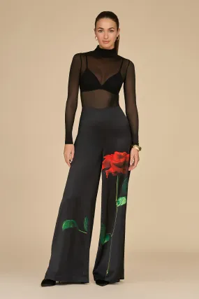 Fleur Satin Pant - Black