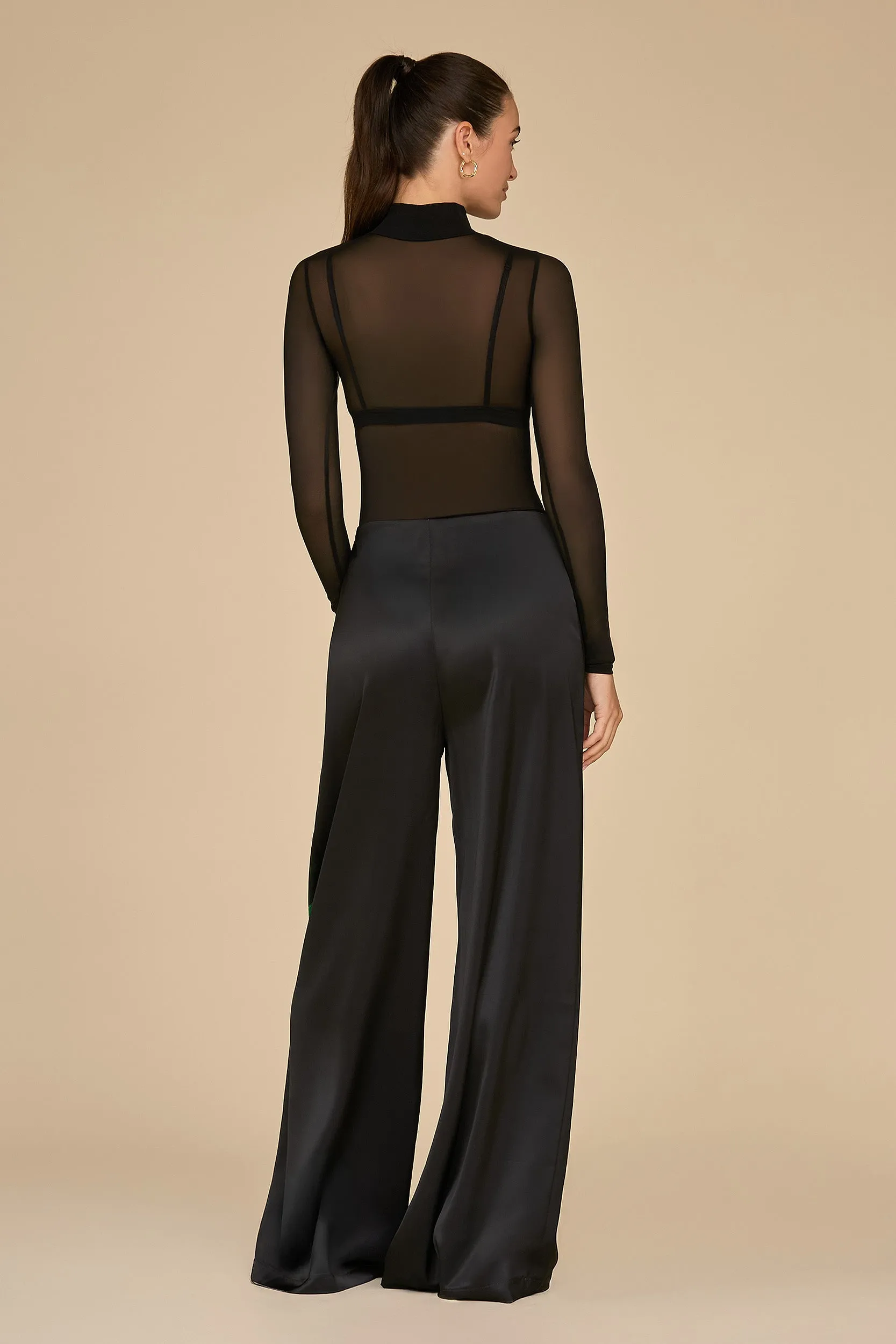 Fleur Satin Pant - Black