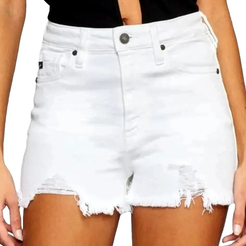 Grunge distressed denim shorts for ladies