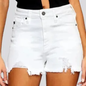 Grunge distressed denim shorts for ladies