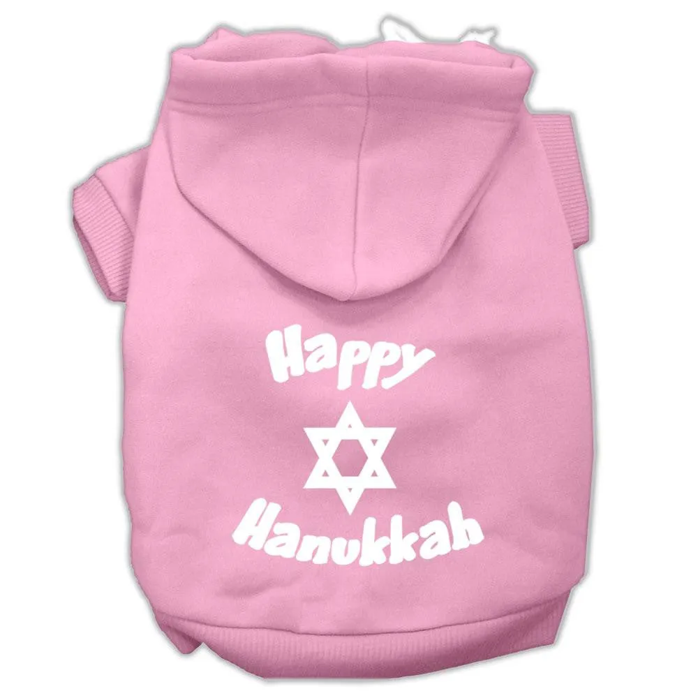 Happy Hanukkah Screen Print Pet Hoodies Light Pink Size Sm (10)