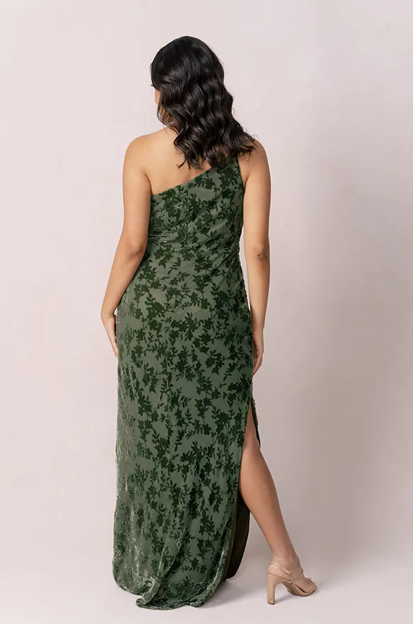 Jade Floral Burnout Velvet Dress | Made To Order