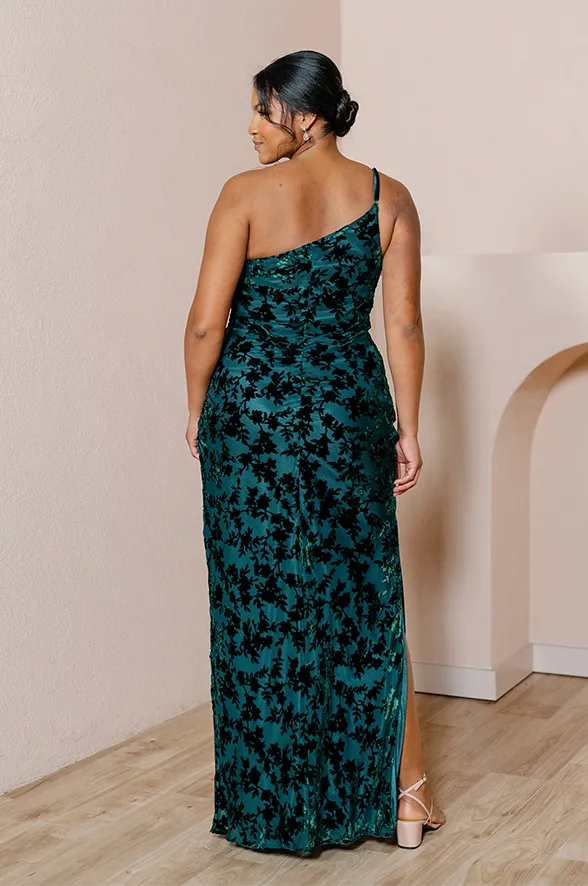 Jade Floral Burnout Velvet Dress | Made To Order