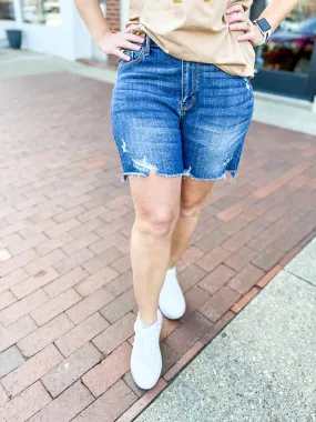 Judy Blue Distressed Step-Hem Shorts