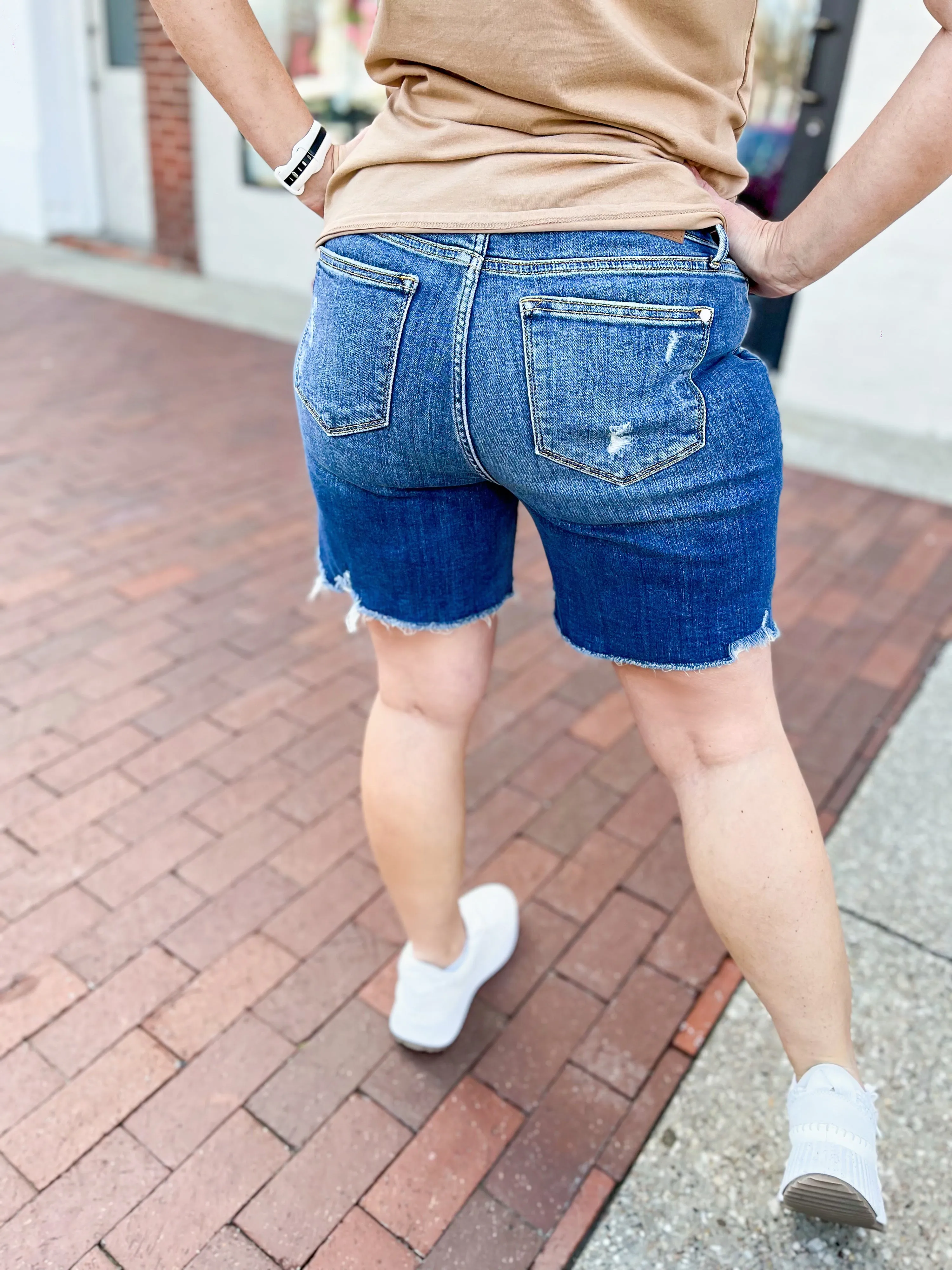 Judy Blue Distressed Step-Hem Shorts