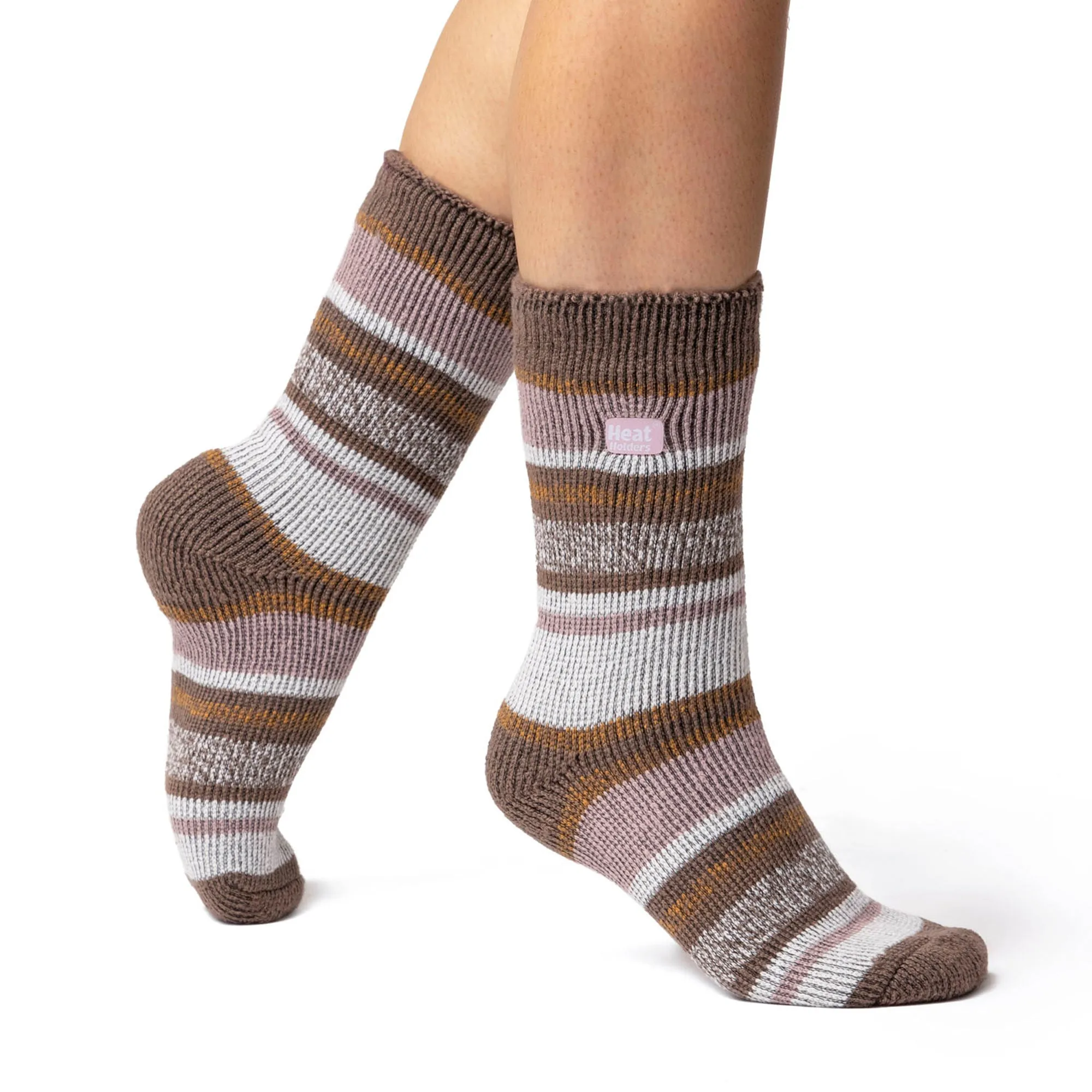 Ladies Original Cabin Fever Stripe Socks - Brown