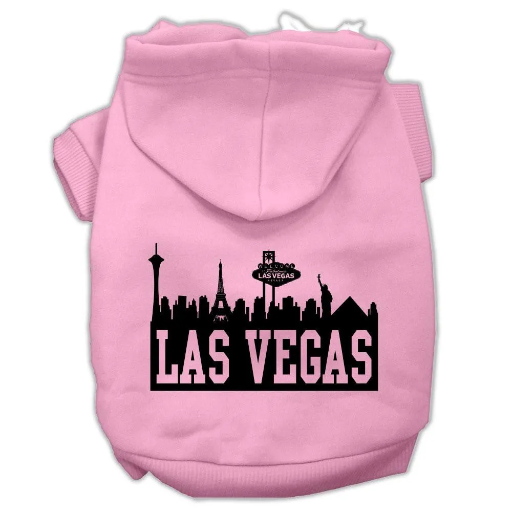 Las Vegas Skyline Screen Print Pet Hoodies Light Pink Size Sm (10)