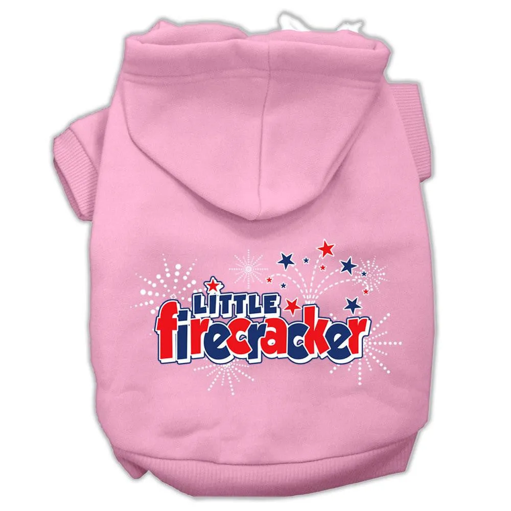 Little Firecracker Screen Print Pet Hoodies Light Pink Size M (12)