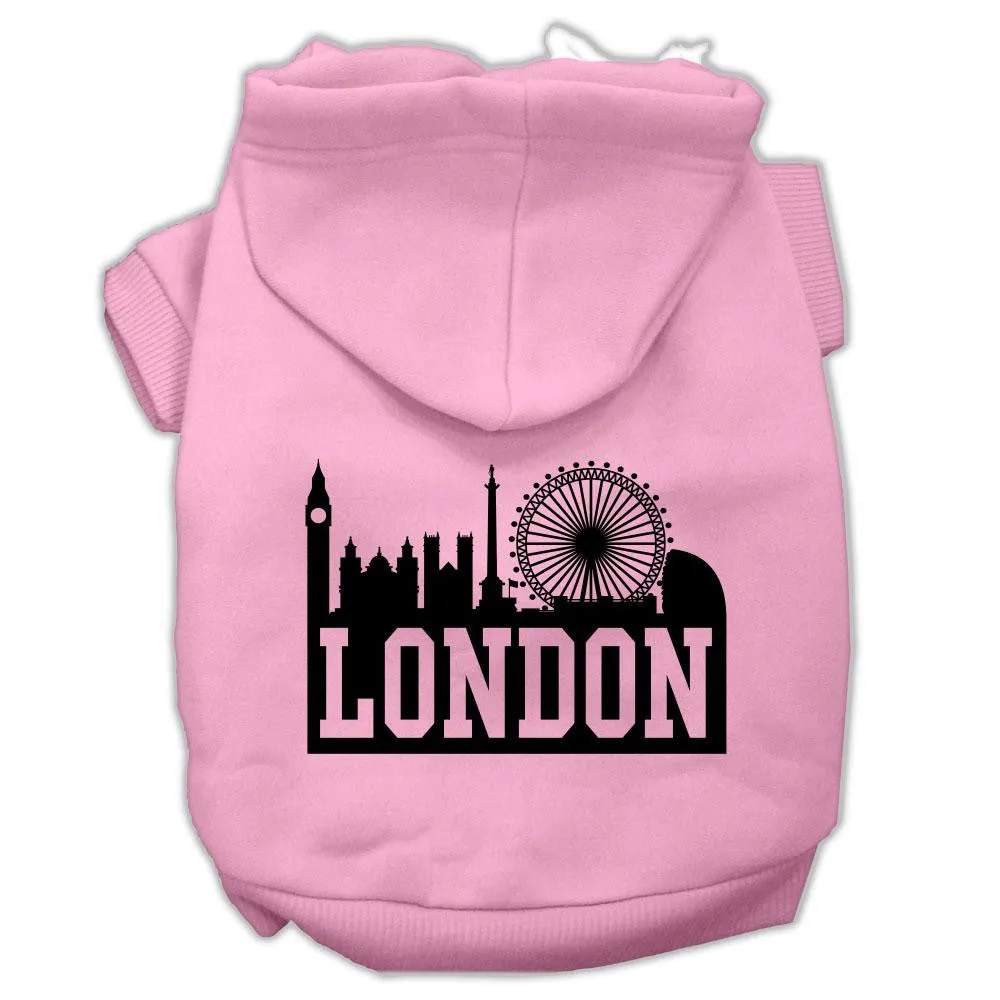 London Skyline Screen Print Pet Hoodies Light Pink Size XL (16)