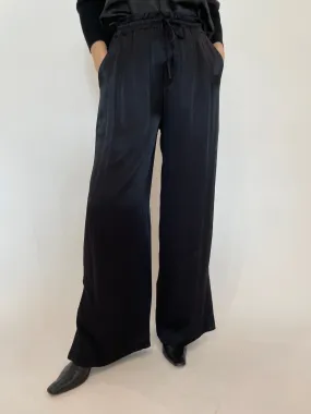 Lorene Satin Wide Leg Pants - Black