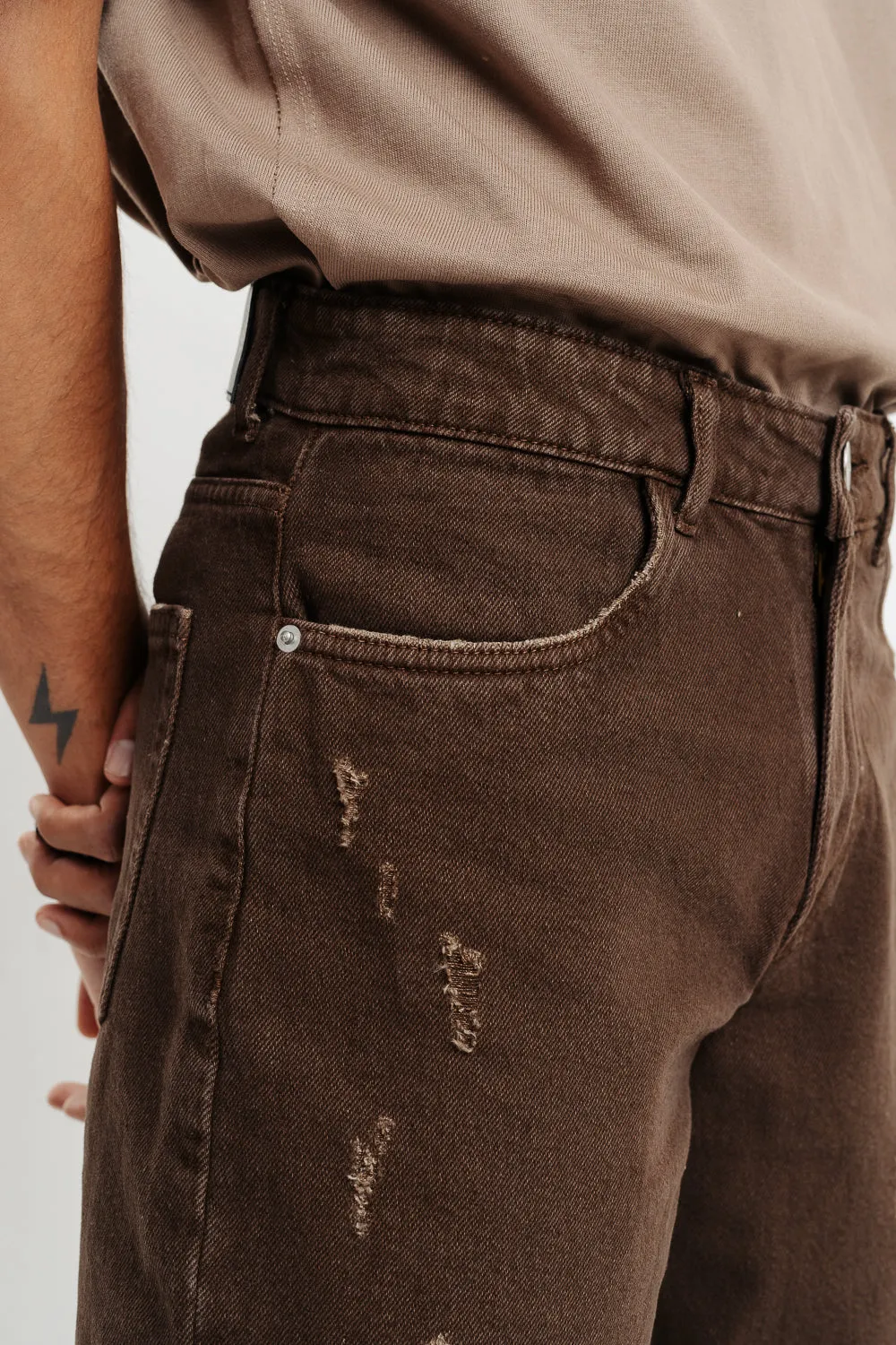 Men's Brown Denim Shorts