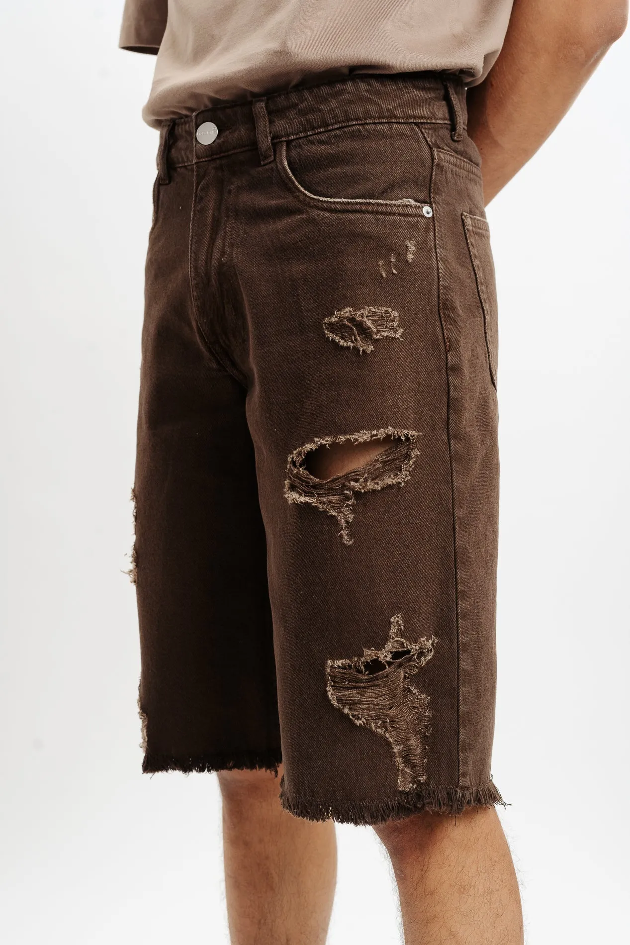 Men's Brown Denim Shorts