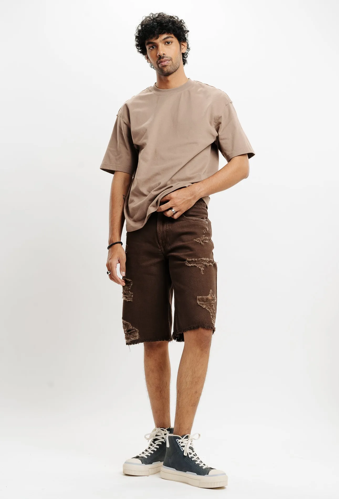 Men's Brown Denim Shorts