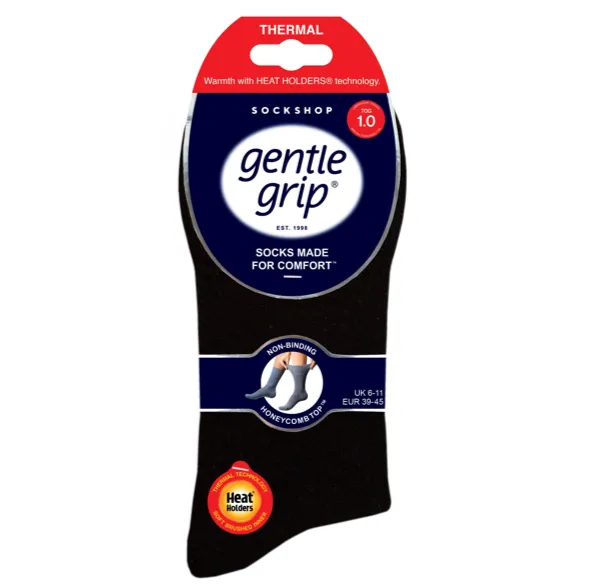 Mens Gentle Grip Thermal Socks - Black