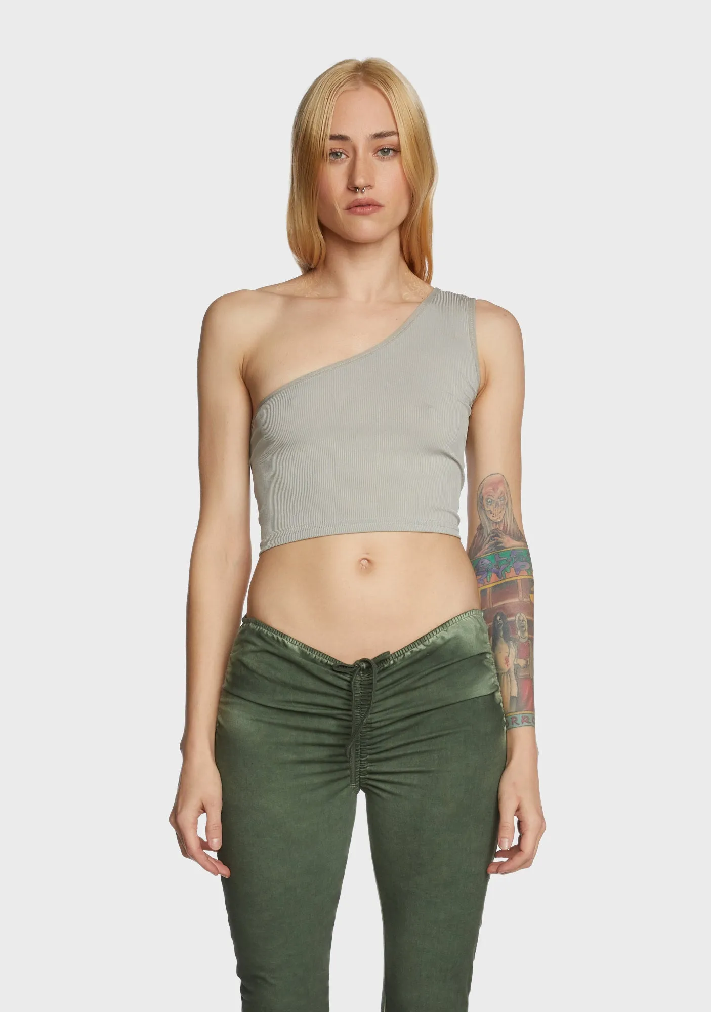 Meta Rebel Crop Top - Gray