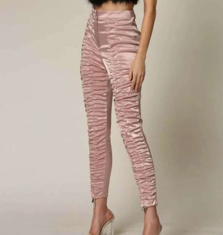 Mulan Rouge Satin Ruche Pants