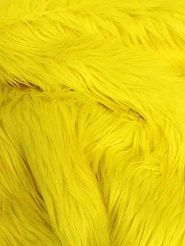 Neon Yellow UV Reactive Solid Shaggy Faux Fur Fabric / Sold By The Yard