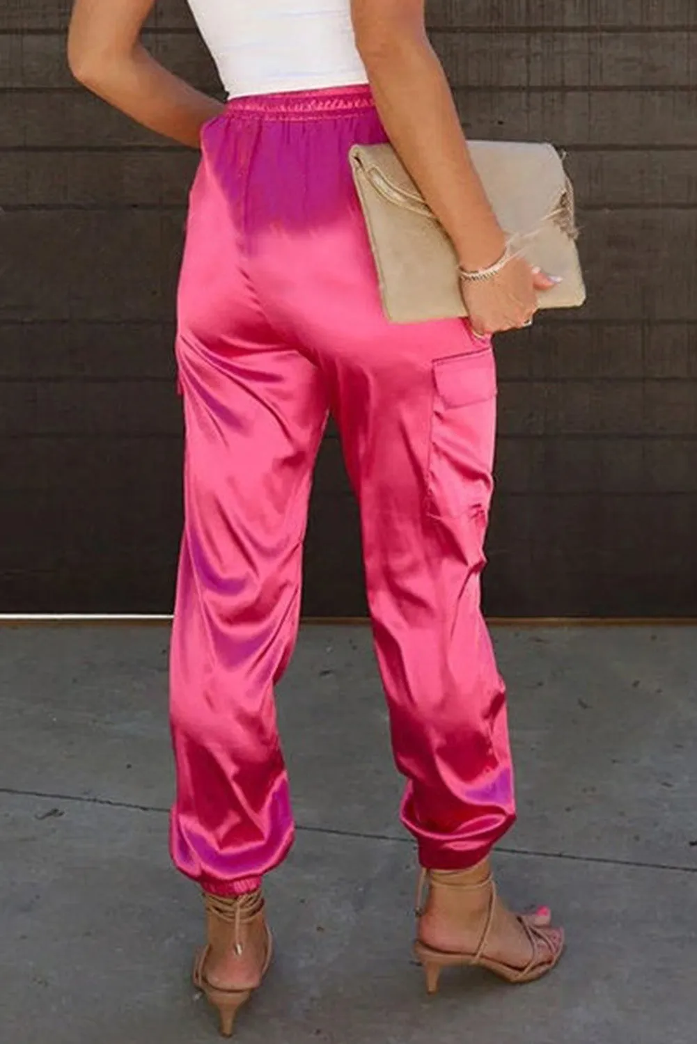 NEW! Satin Elasticized Waist Jogger Pants