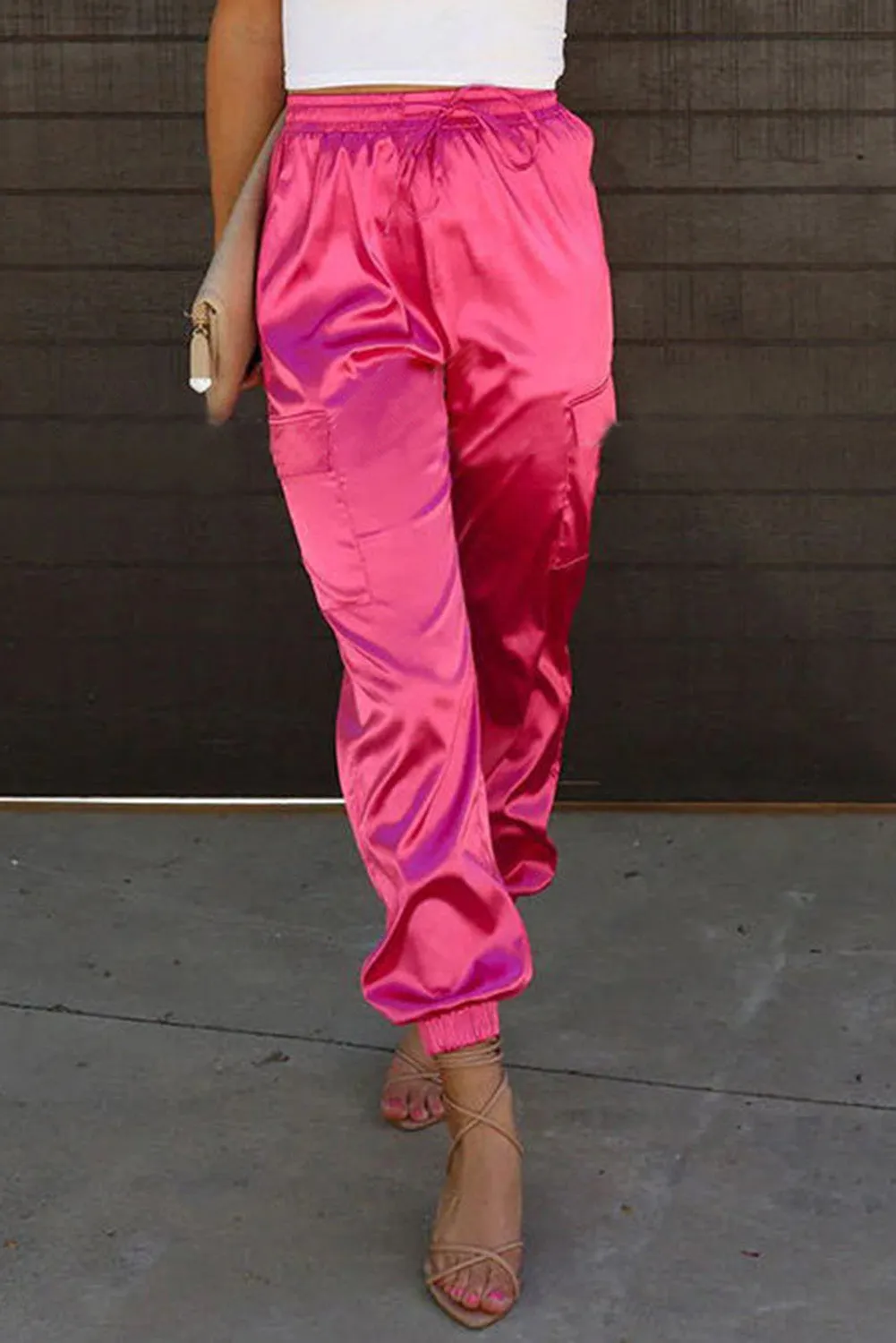 NEW! Satin Elasticized Waist Jogger Pants