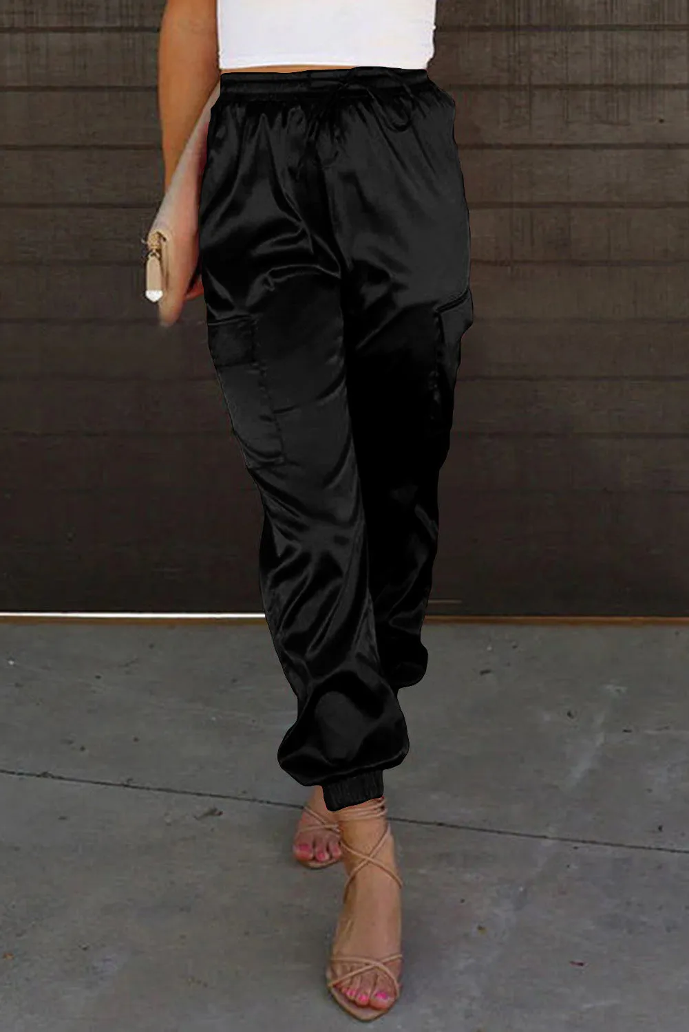 NEW! Satin Elasticized Waist Jogger Pants