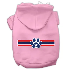 Patriotic Star Paw Screen Print Pet Hoodies Light Pink Size M (12)