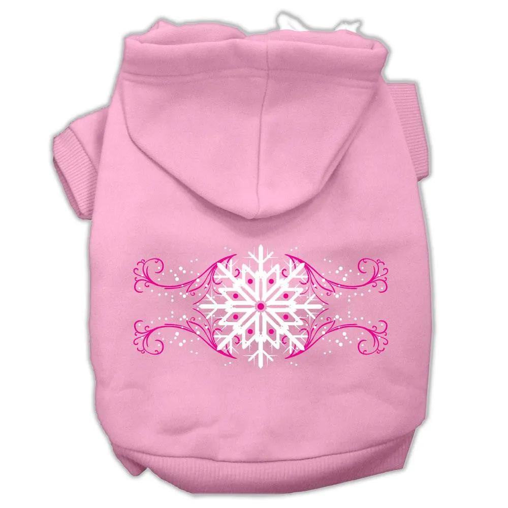 Pink Snowflake Swirls Screenprint Pet Hoodies Light Pink Size Xs (8)