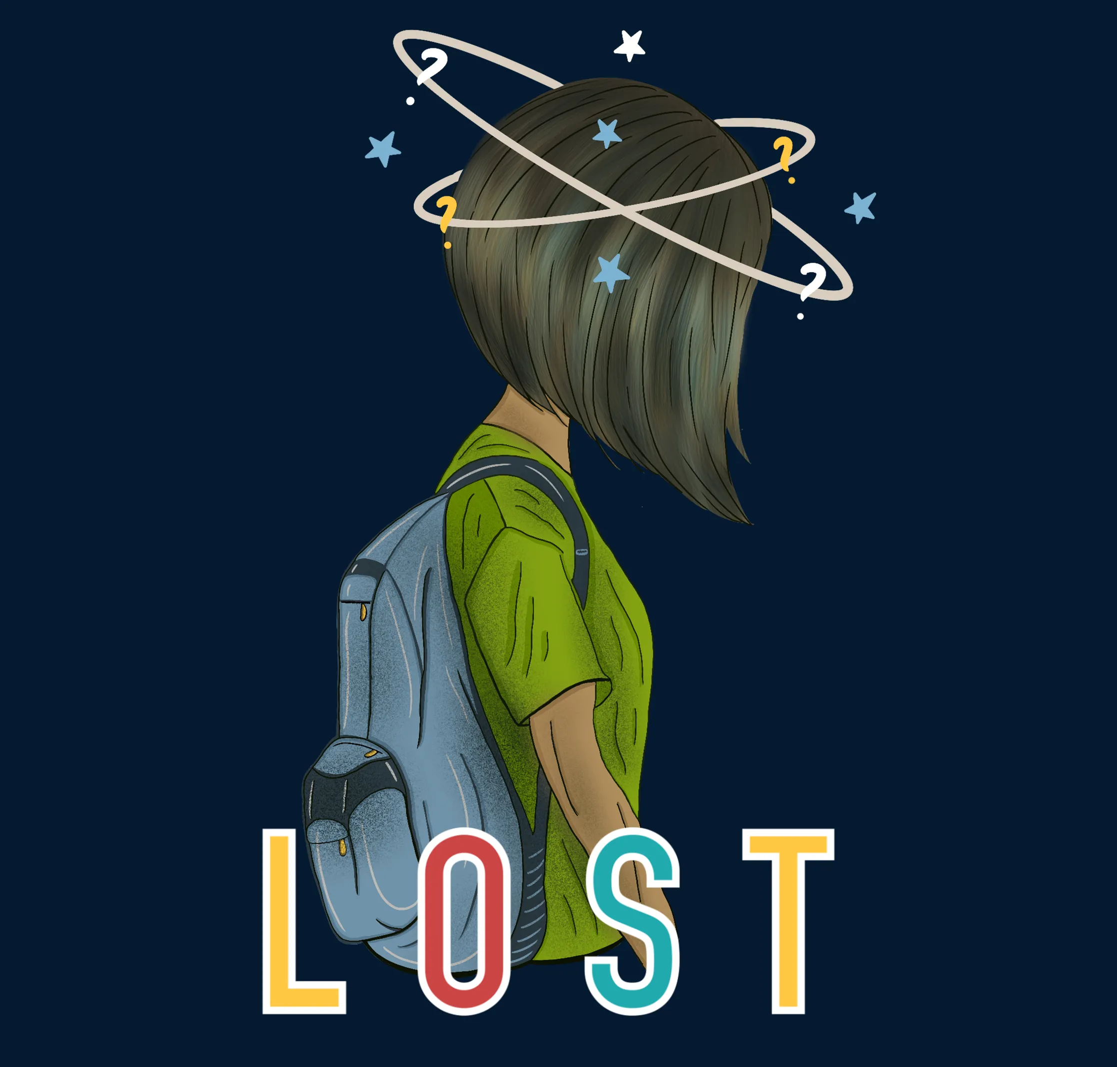 "LOST " -HALF-SLEEVE CROP TOPS