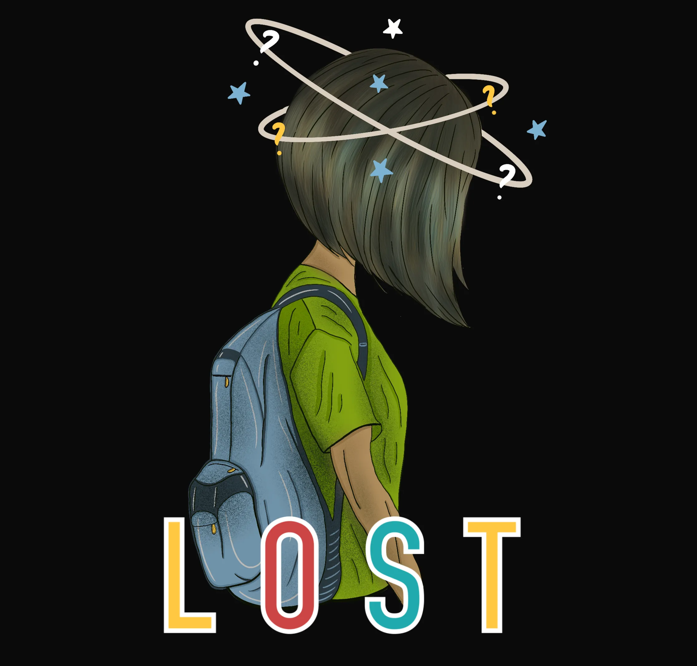 "LOST " -HALF-SLEEVE CROP TOPS