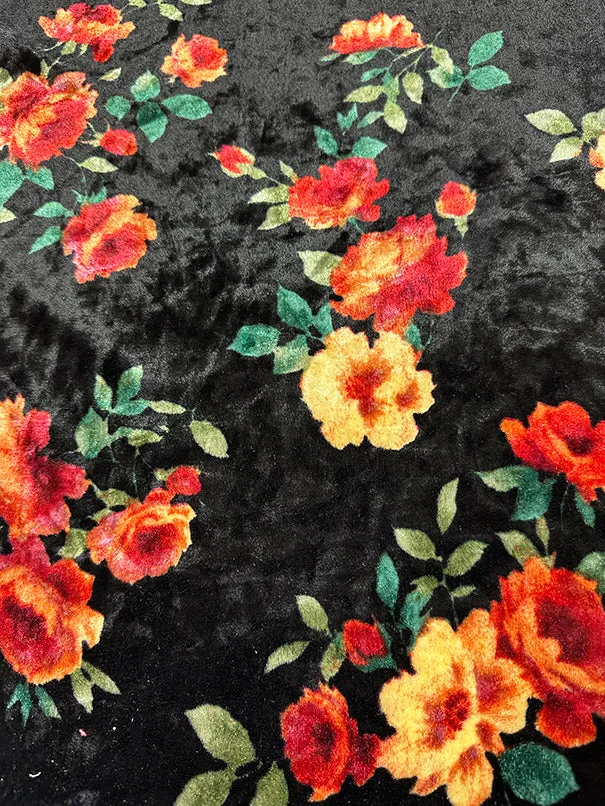 Red Rose Crushed Crushed Velvet Knit Fabric