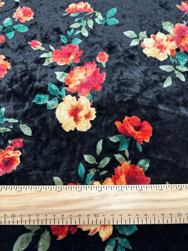 Red Rose Crushed Crushed Velvet Knit Fabric