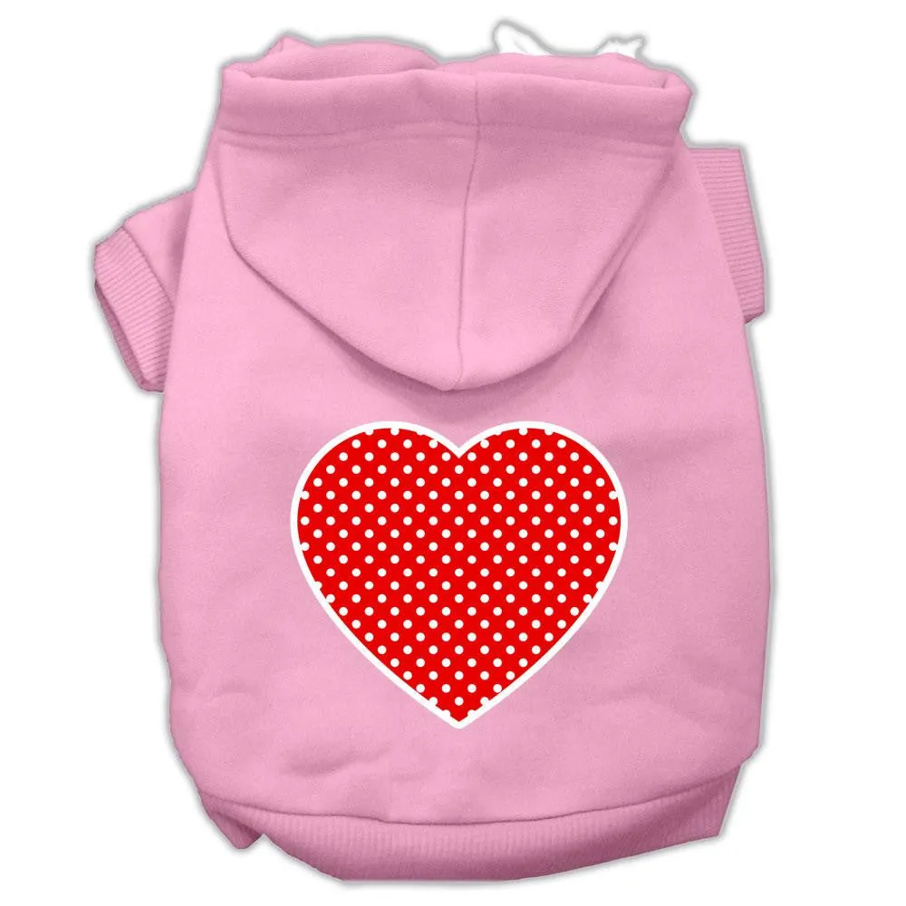 Red Swiss Dot Heart Screen Print Pet Hoodies Light Pink Size Lg (14)