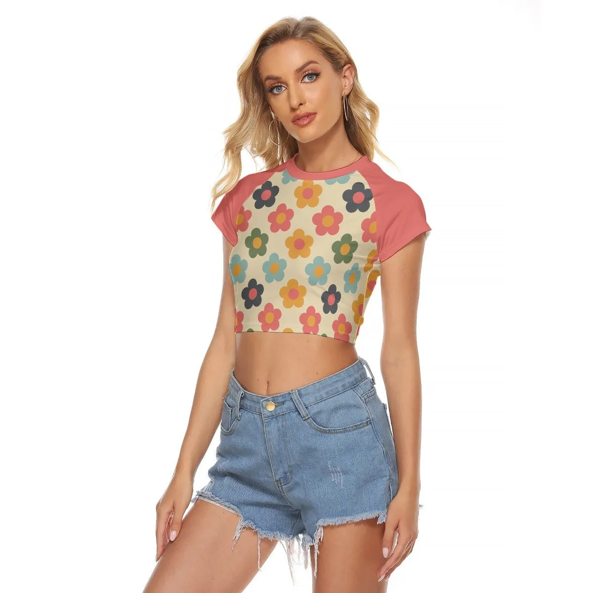 Retro Top, Retro Crop Top, Crop Tops, Tops Women, Crop Tops for Women, Floral Crop Top, Women's T-shirt, Mod 60s Top, Vintage Style Shirt